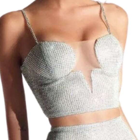 NWT Portia and Scarlett PS329B Two-Piece Homecoming Dress Silver Size 6 - Picture 3 of 12